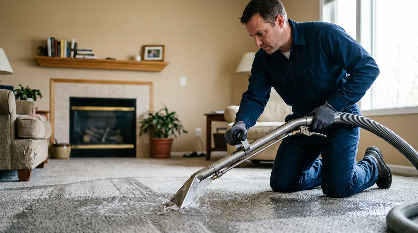Water damage restoration technician working near Greeley, IA